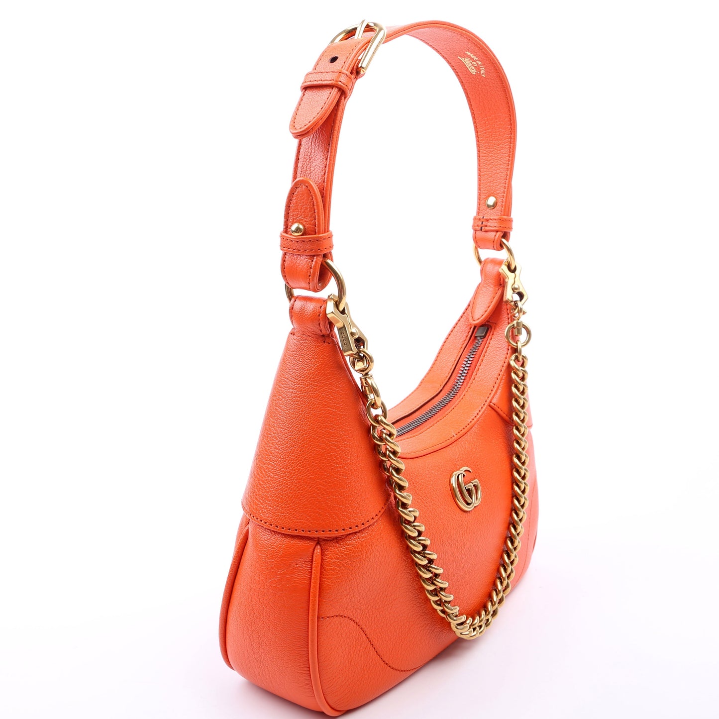 Gucci Aphrodite Leather Orange Small Shoulder Bag