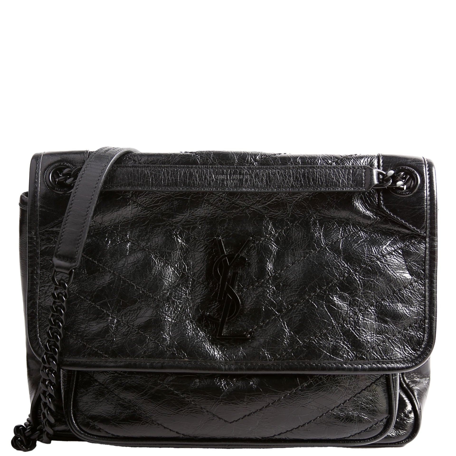 YSL Saint Laurent Saint Laurent Niki Crinkle Bag Leather Black Travel Bag