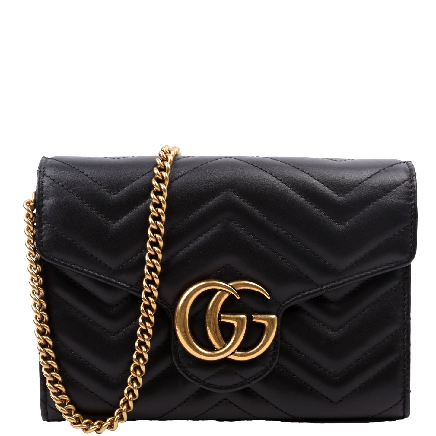 Gucci Marmont Black Chain Wallet Case Wallet Black
