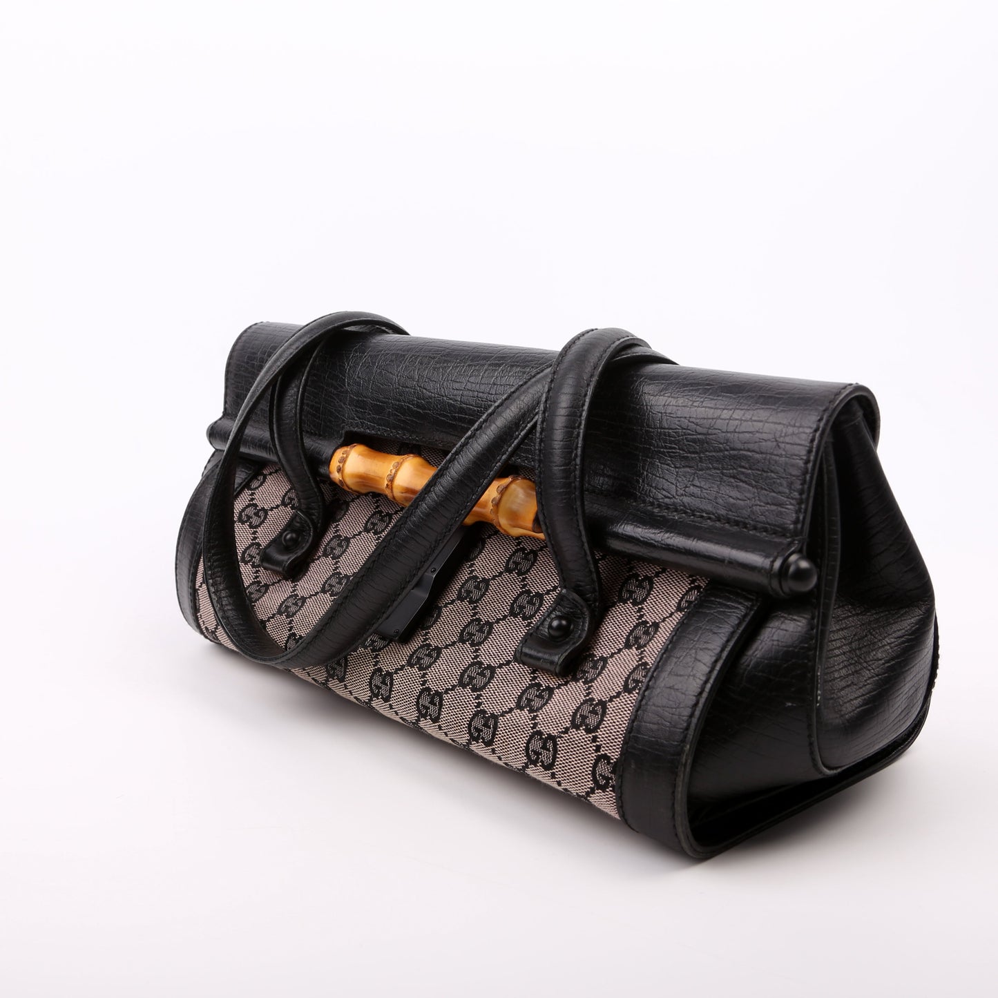 Gucci GG Bamboo Bullet Canvas Black Medium Travel Bag