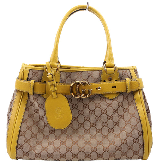 Gucci GG Running Yellow Canvas Medium Tote Bag