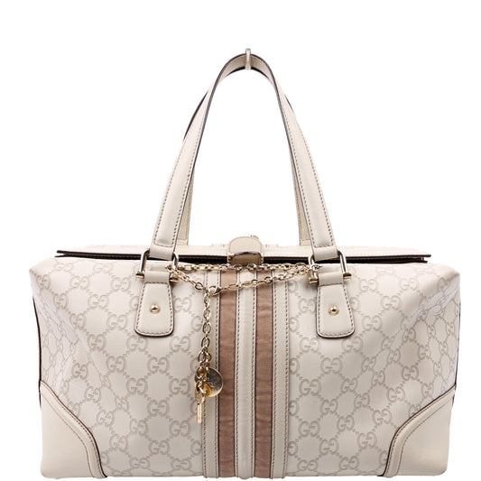 Gucci GG Treasure Boston White Travel Bag