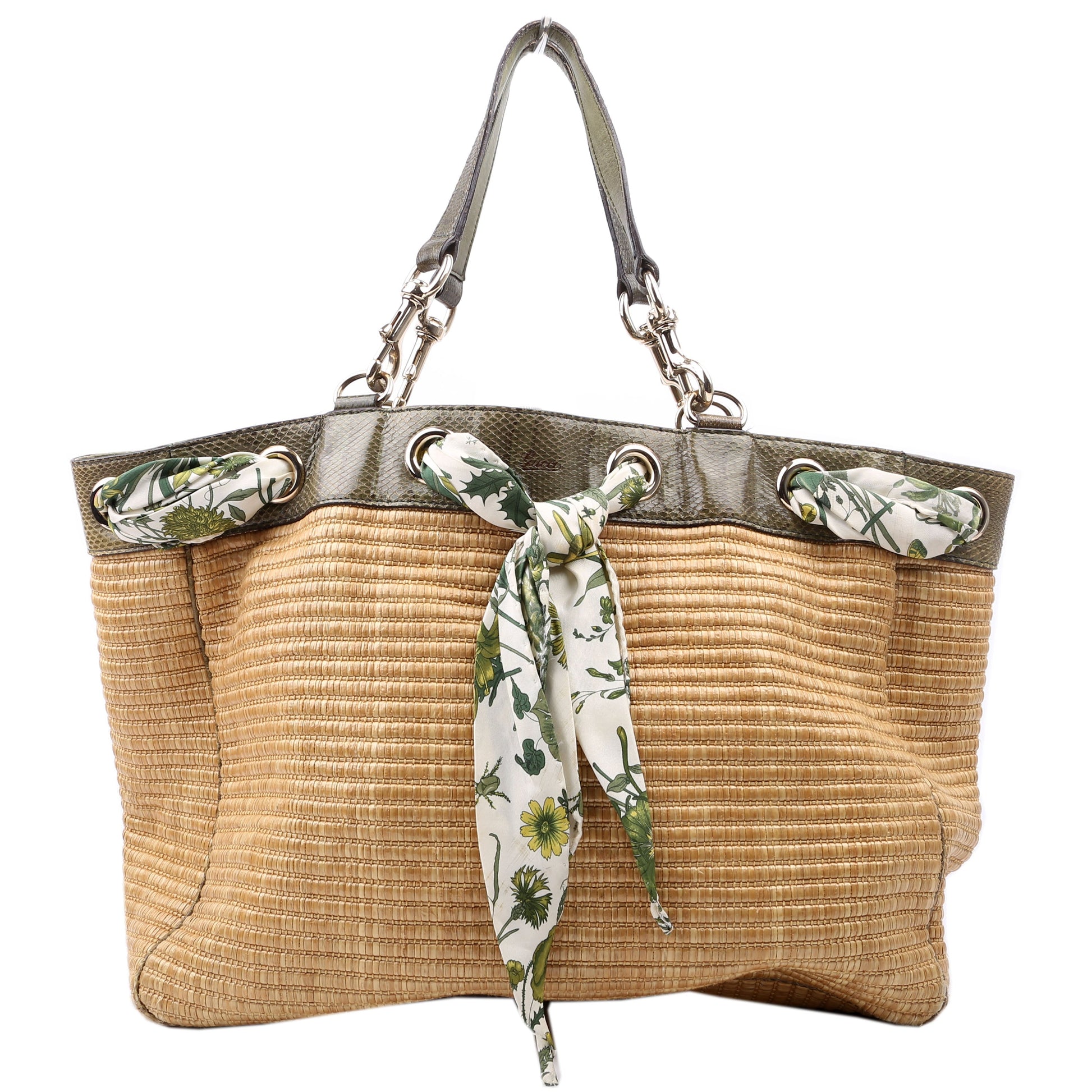 Gucci Straw Positano Green Tote Bag