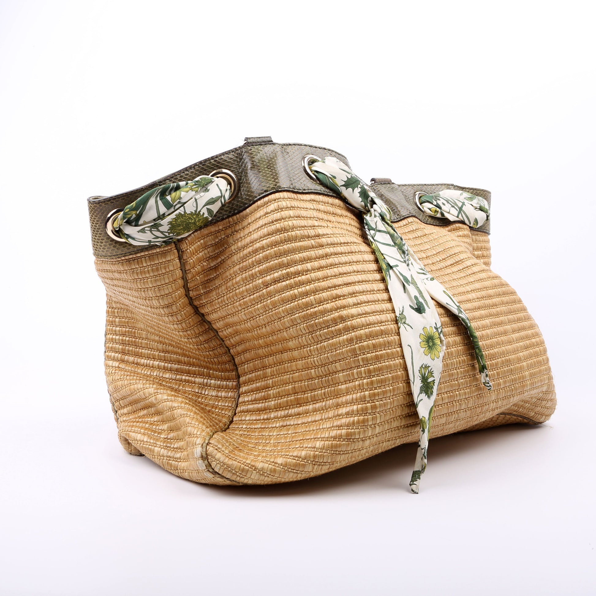 Gucci Straw Positano Green Tote Bag