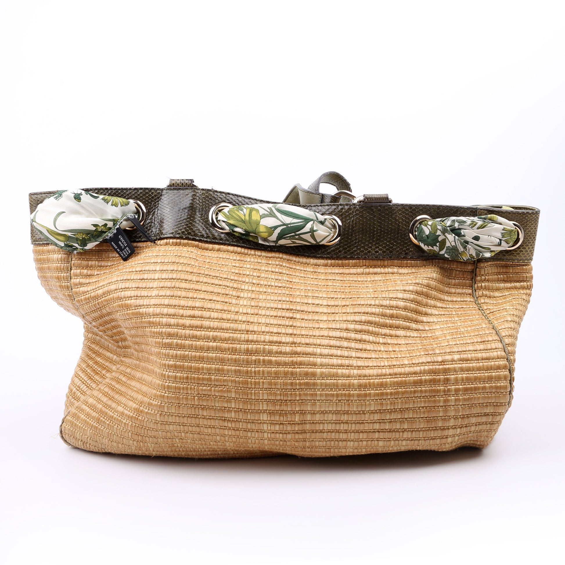 Gucci Straw Positano Green Tote Bag