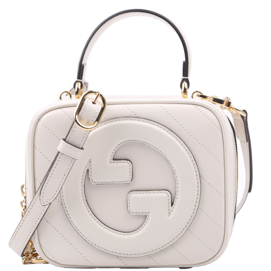Gucci Blondie Leather White Top Handle Travel Bag