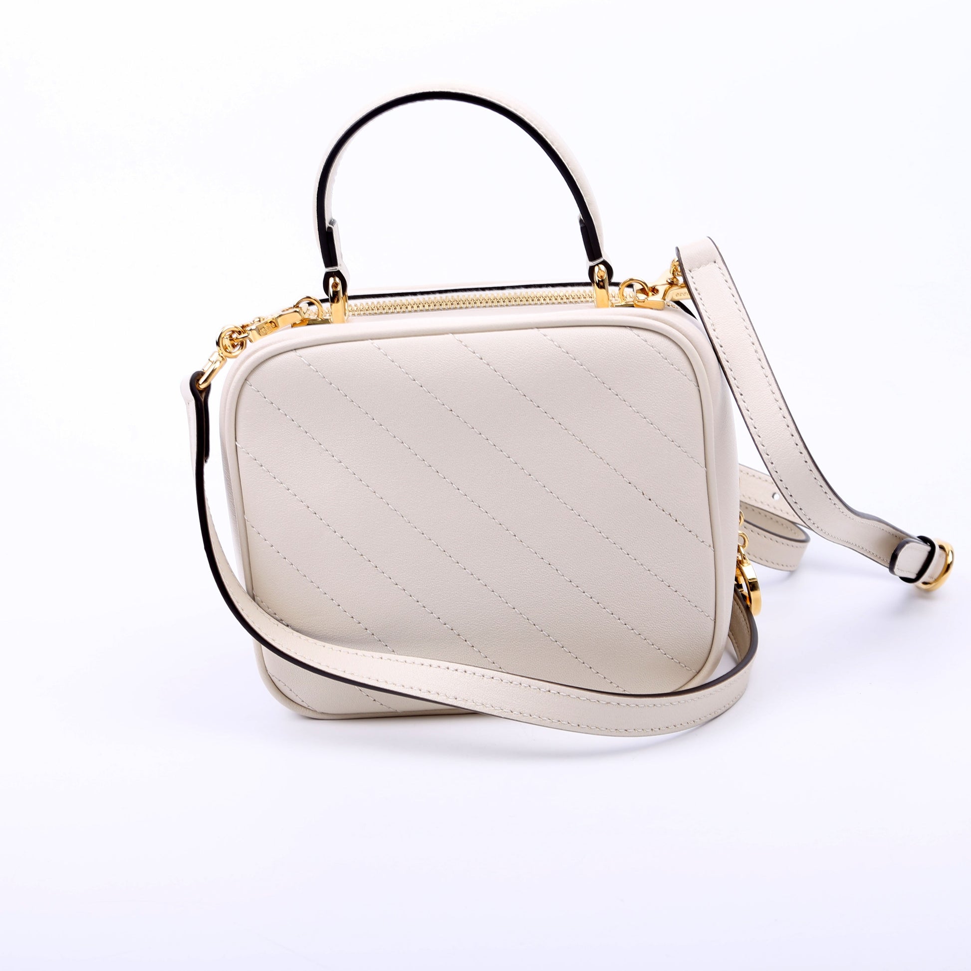 Gucci Blondie Leather White Top Handle Travel Bag