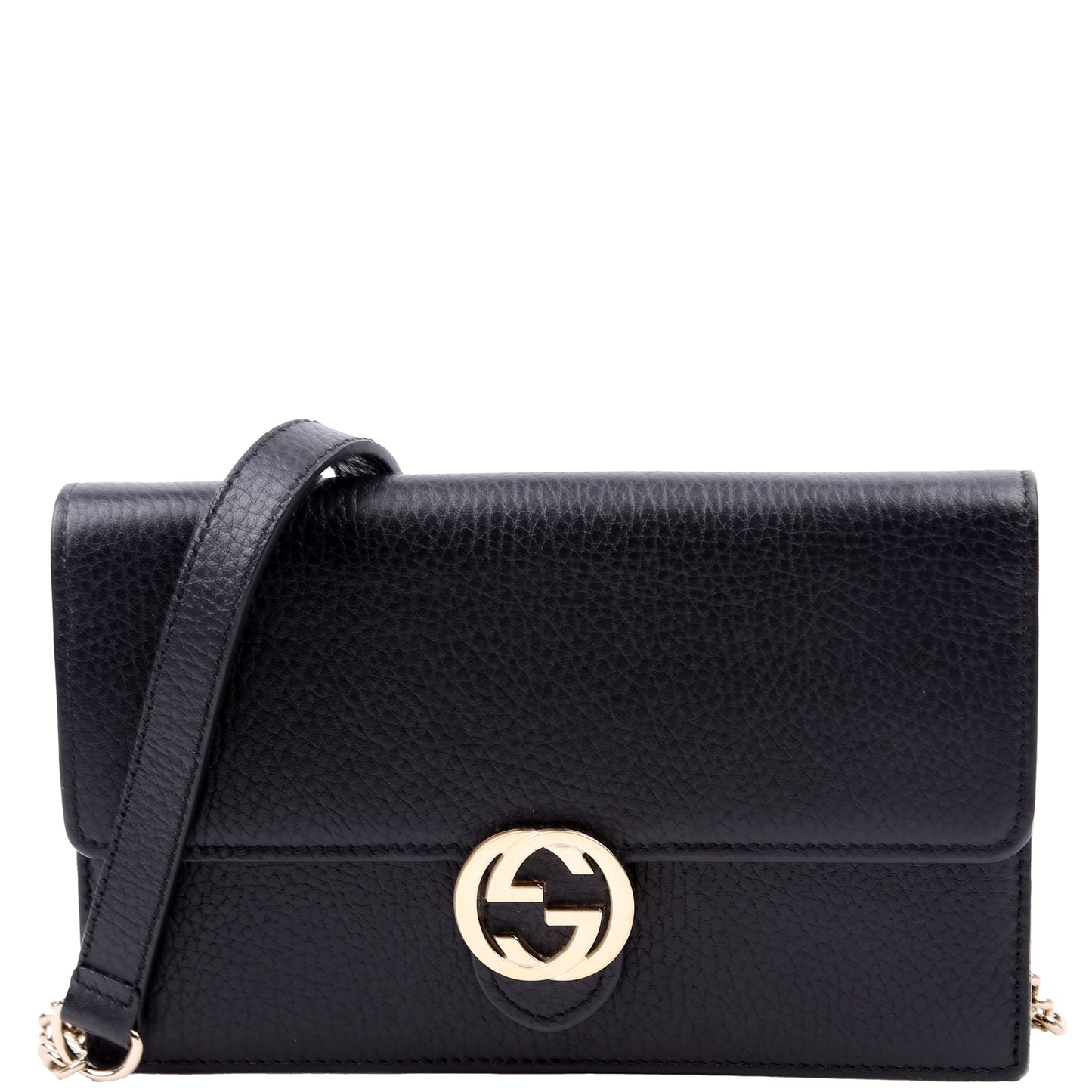 Gucci Interlocking G Black Chain Wallet Case