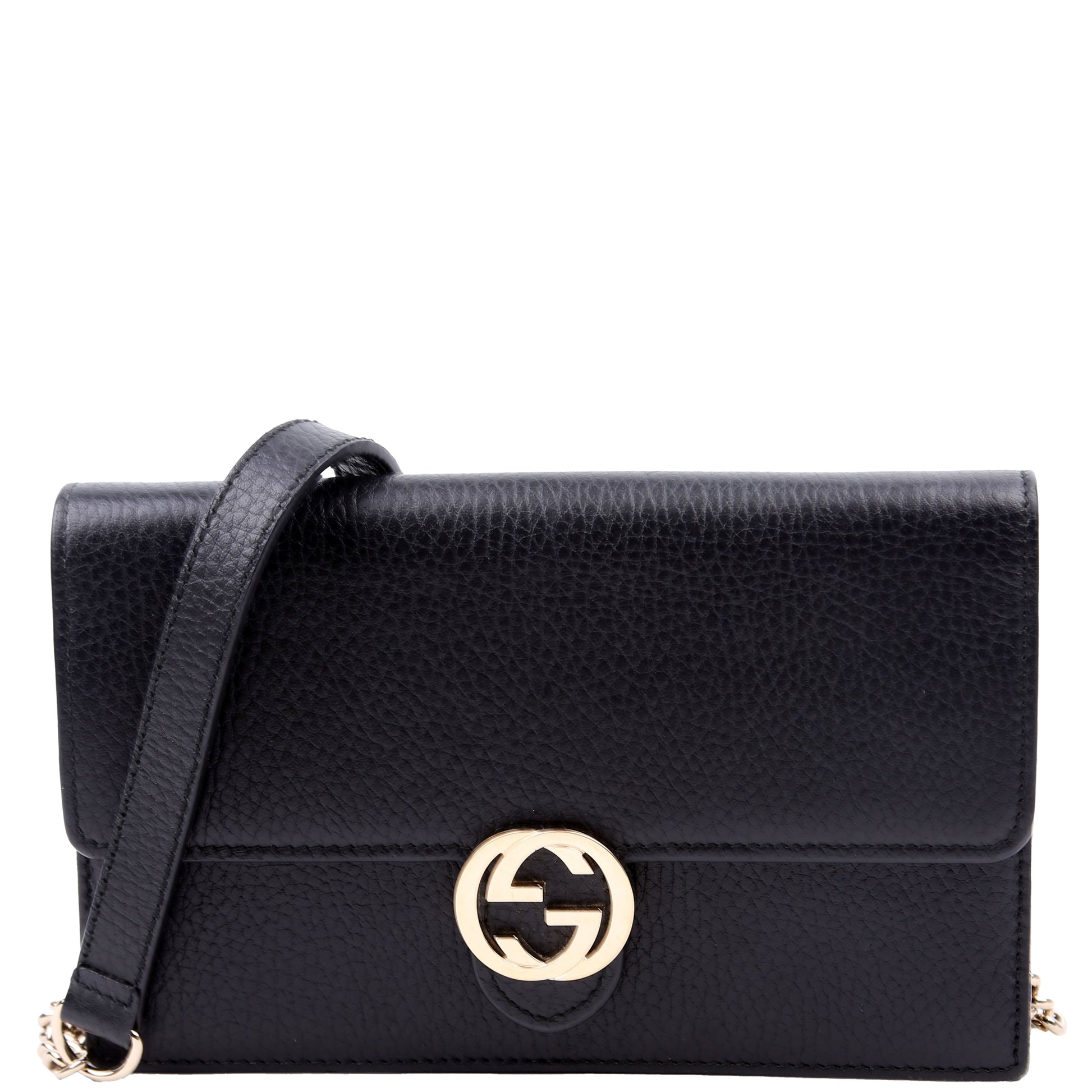 Gucci Interlocking G Black Chain Wallet Case