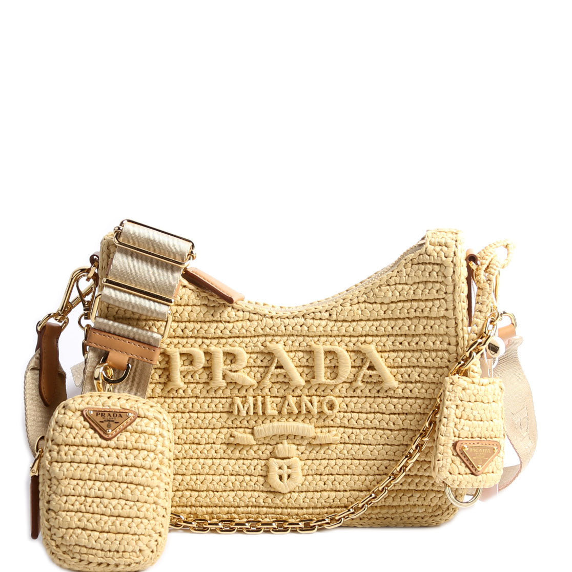 Prada Re Edition Shoulder Bag Raffia Tan