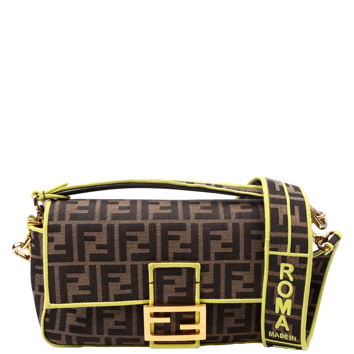 Fendi Ff Jacquarduette Bag Brown Green Travel Bag