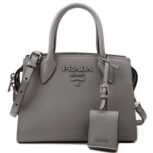 Prada Kristen Saffiano Satchel Grey Bag Travel Bag