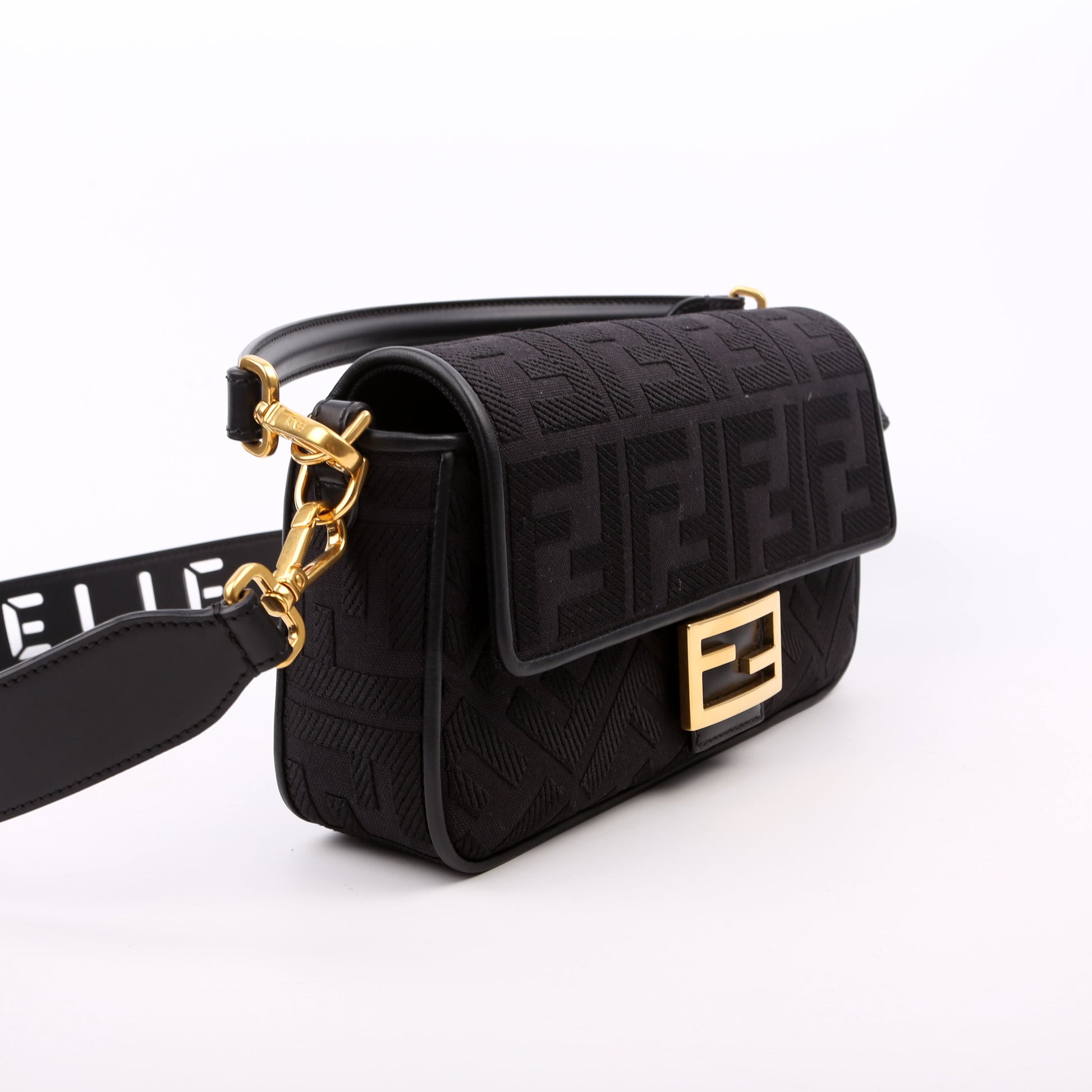 Fendi Ff Jacquarduette Bag Black Travel Bag