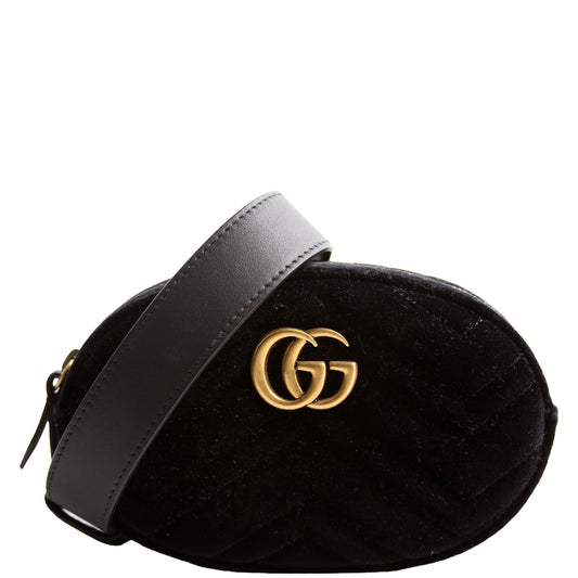 Gucci Marmont Velvet Black Belt