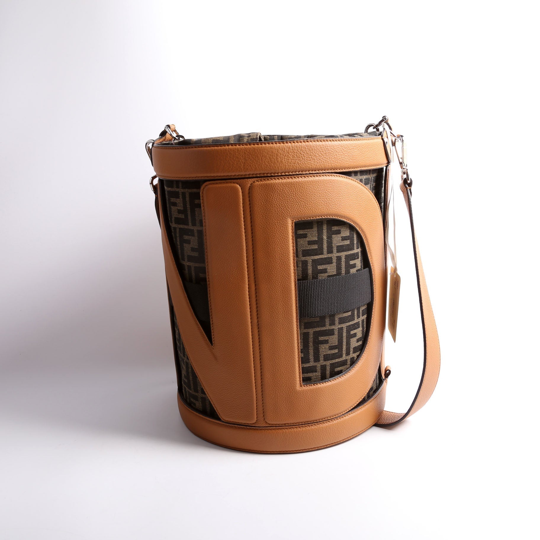 Fendi 7Va589 Ff Zucca Calfskin Step Out Bag Brown Bucket Bucket Bag