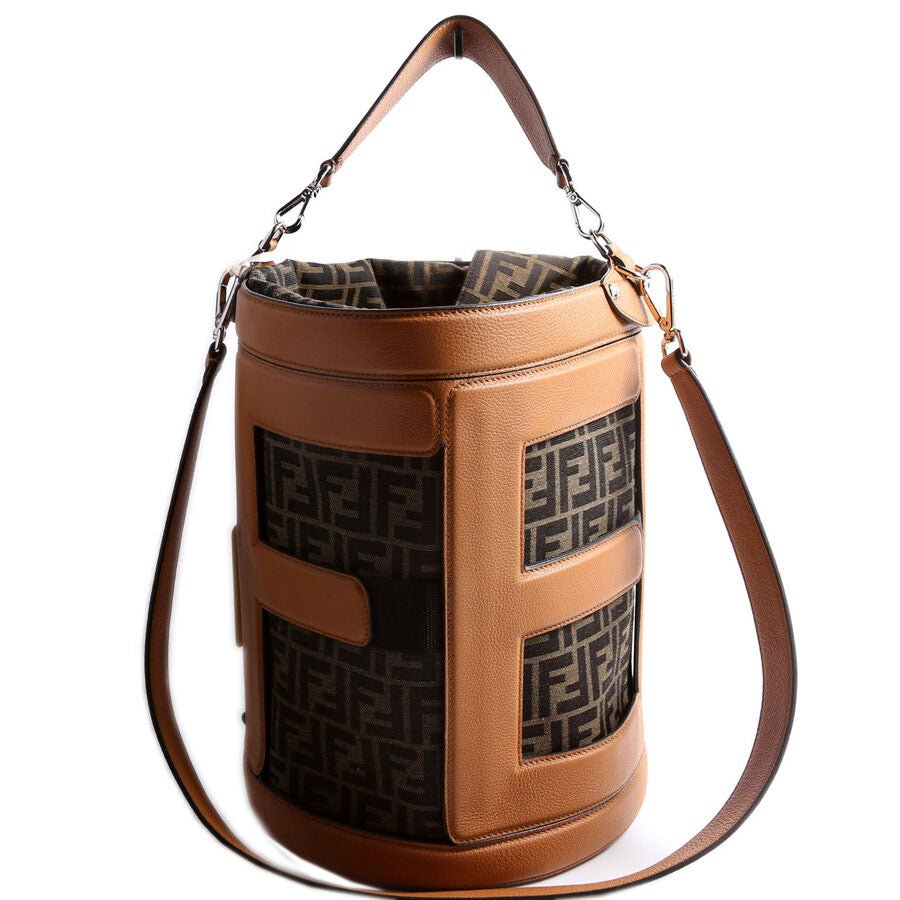 Fendi 7Va589 Ff Zucca Calfskin Step Out Bag Brown Bucket Bucket Bag