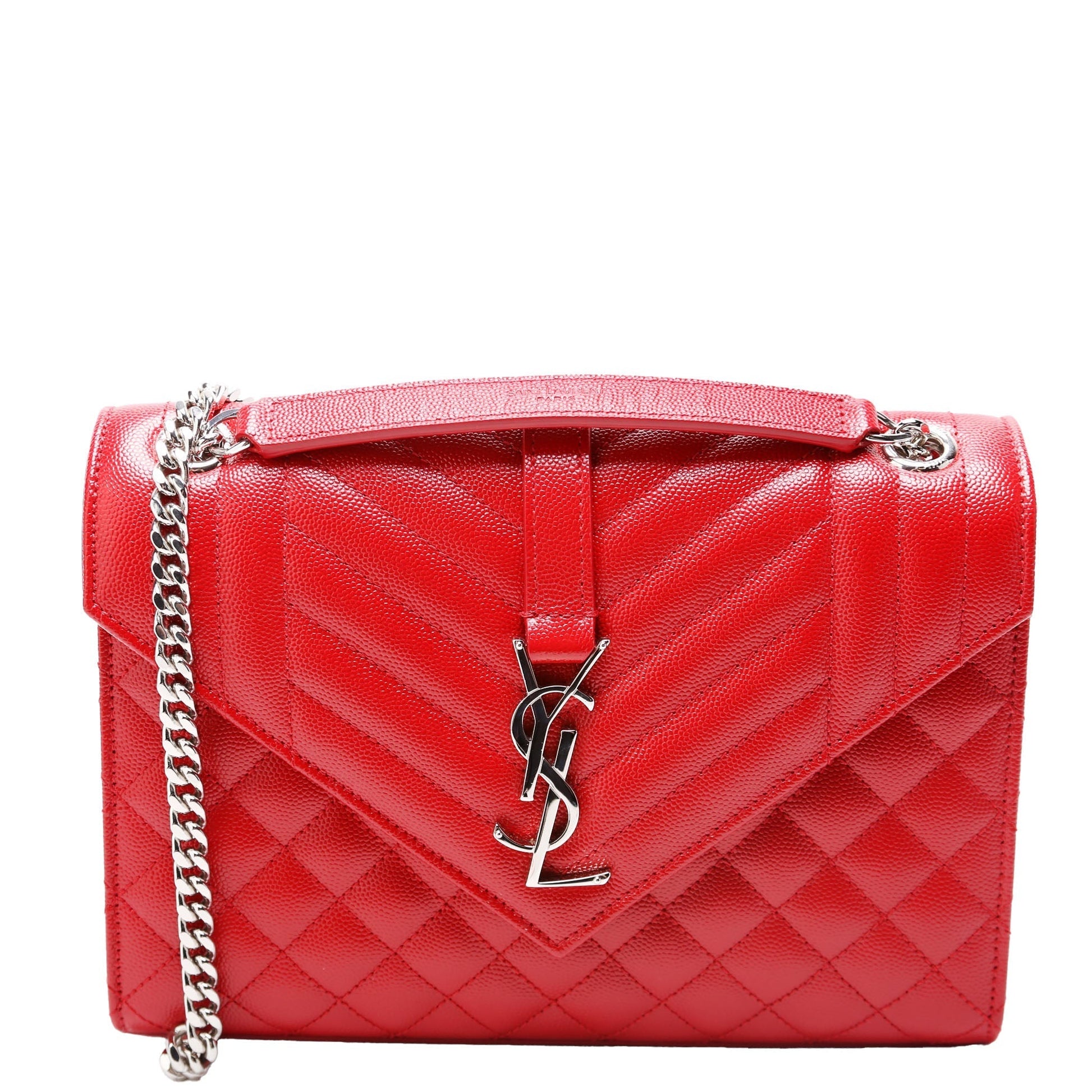 YSL Saint Laurent Saint Laurent Envelope Tri Quilt Bag Red Medium Travel Bag