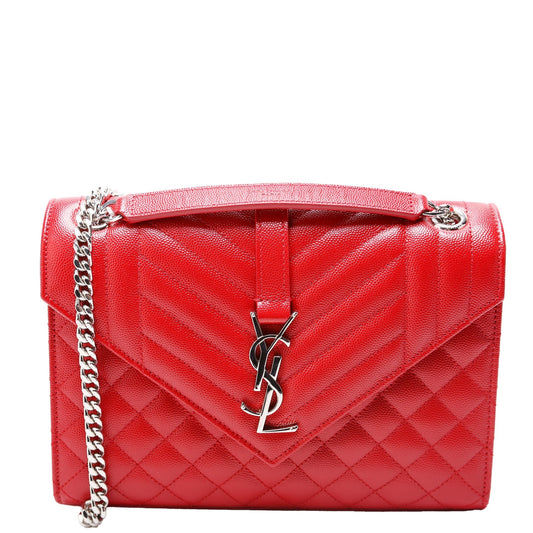 YSL Saint Laurent Saint Laurent Envelope Tri Quilt Bag Red Medium Travel Bag