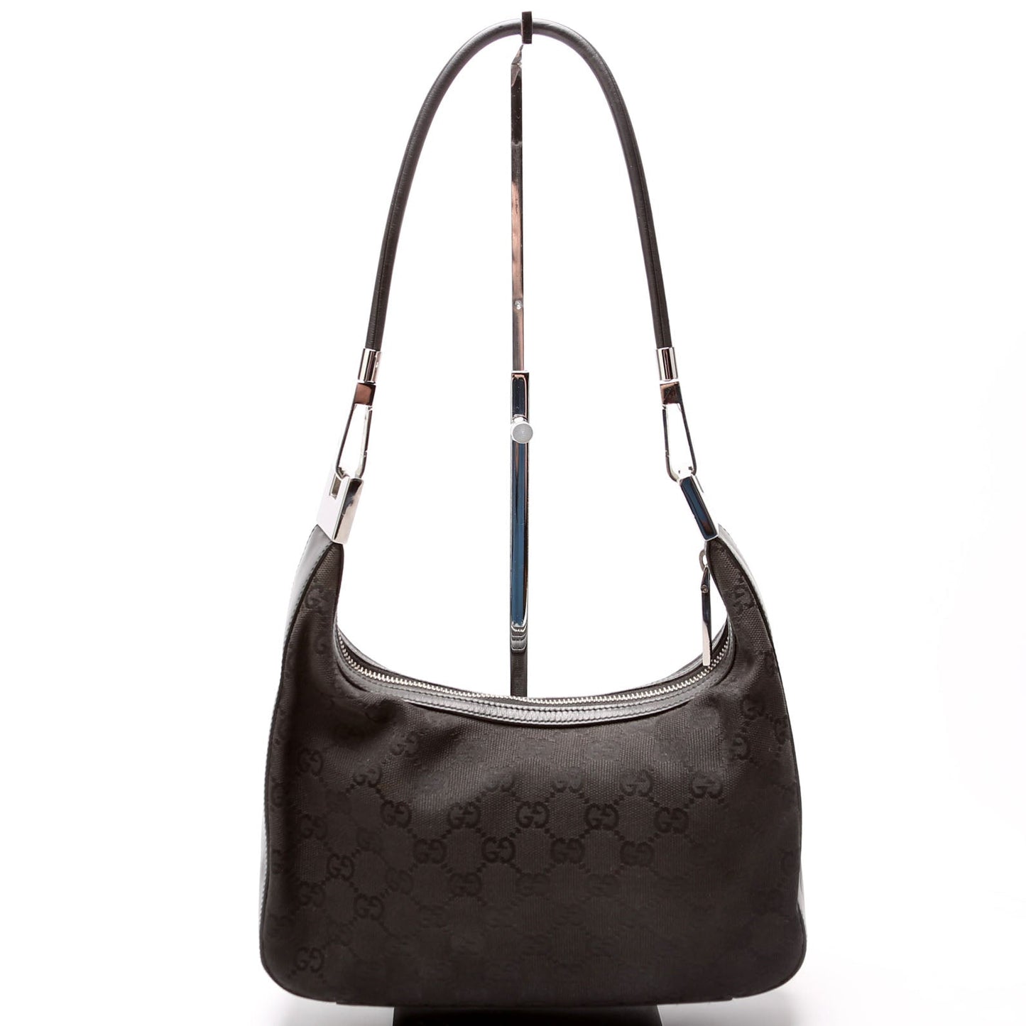 Gucci GG Clasp Canvas Black Small Shoulder Bag