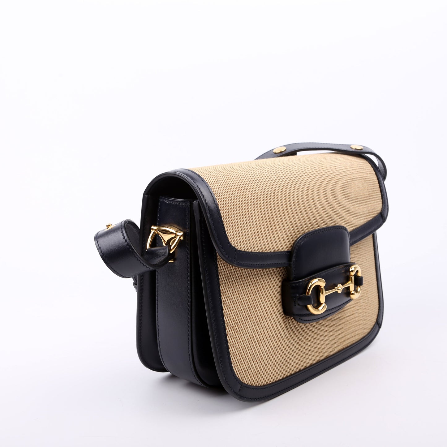 Gucci Horsebit Raffia Shoulder Bag