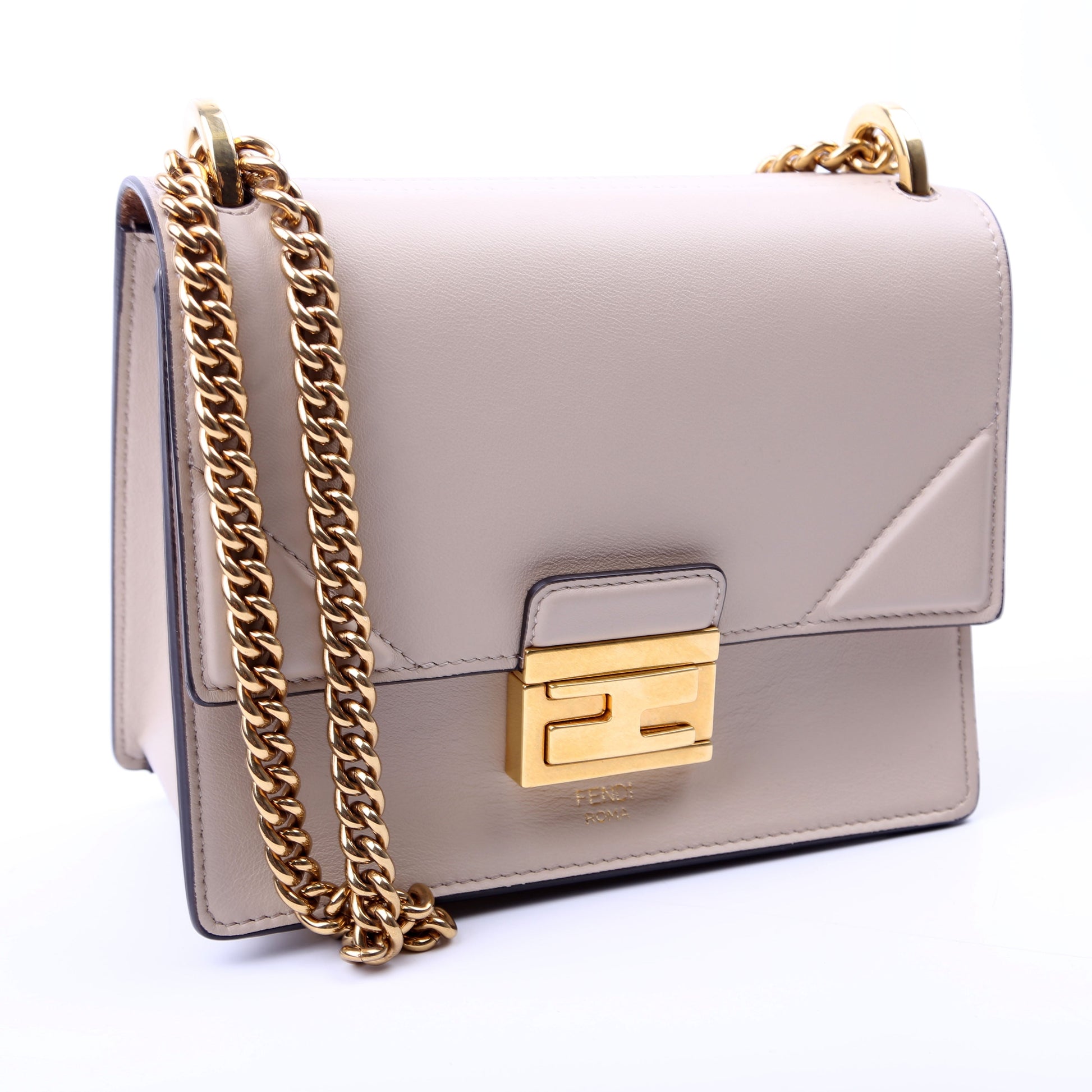 Fendi Kan Shoulder Matte Taupe Bag Leather Small Shoulder Bag