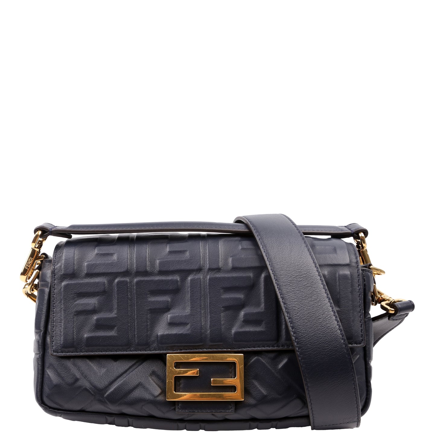 Fendi 8Br600Uette Ff Nappa Bag Blue Embossed Travel Bag