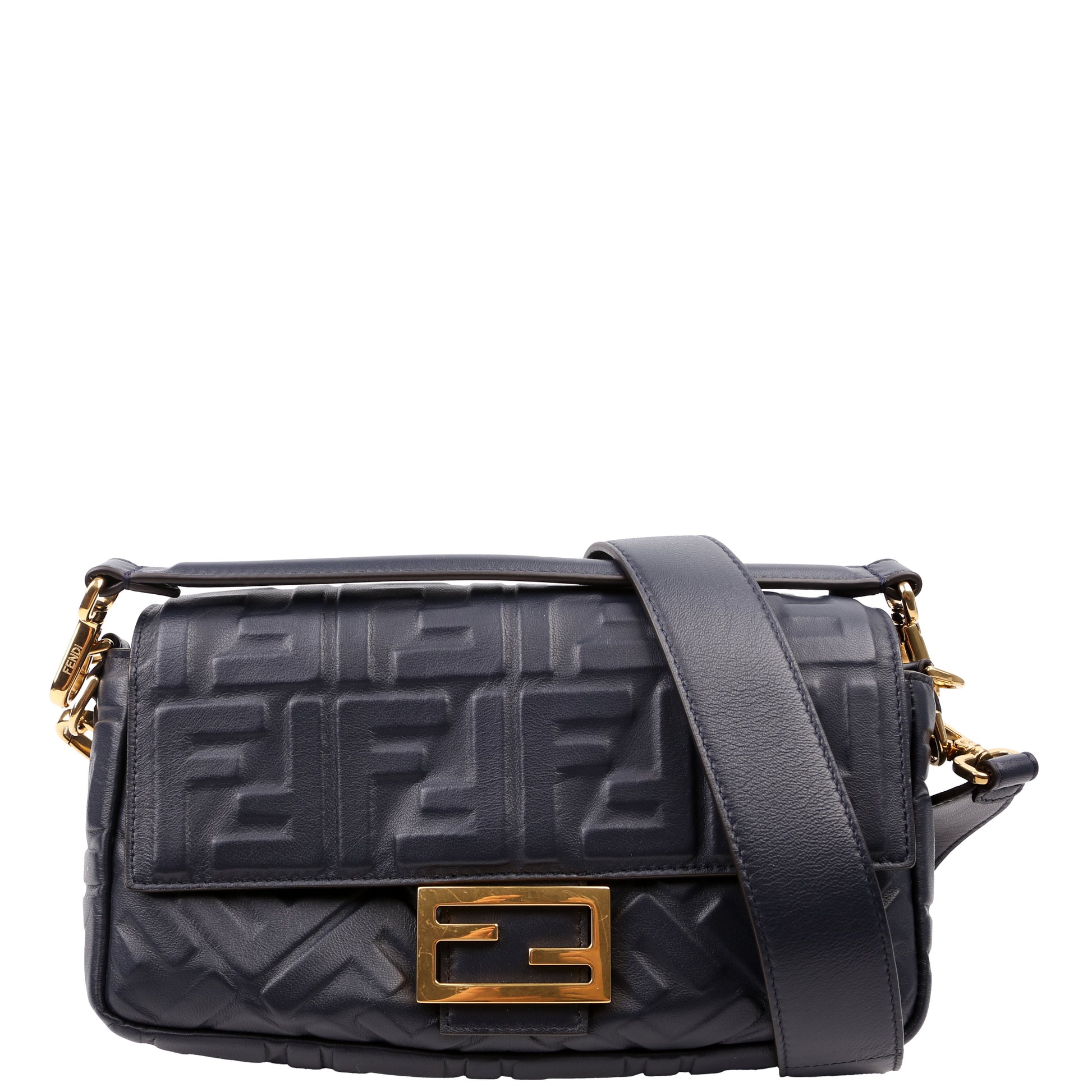 Fendi 8Br600Uette Ff Nappa Bag Blue Embossed Travel Bag