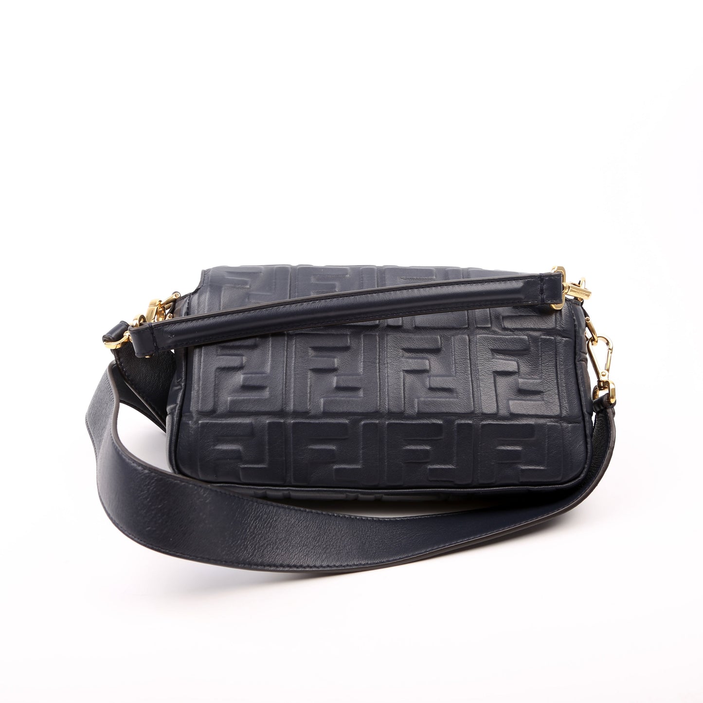 Fendi 8Br600Uette Ff Nappa Bag Blue Embossed Travel Bag
