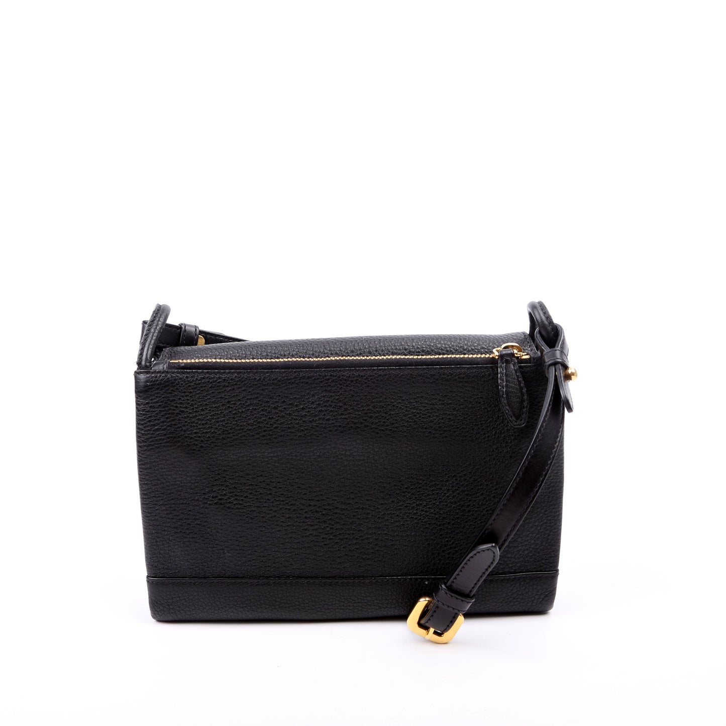 Prada Vitello Daino Zip Crossbody Bag Leather Black