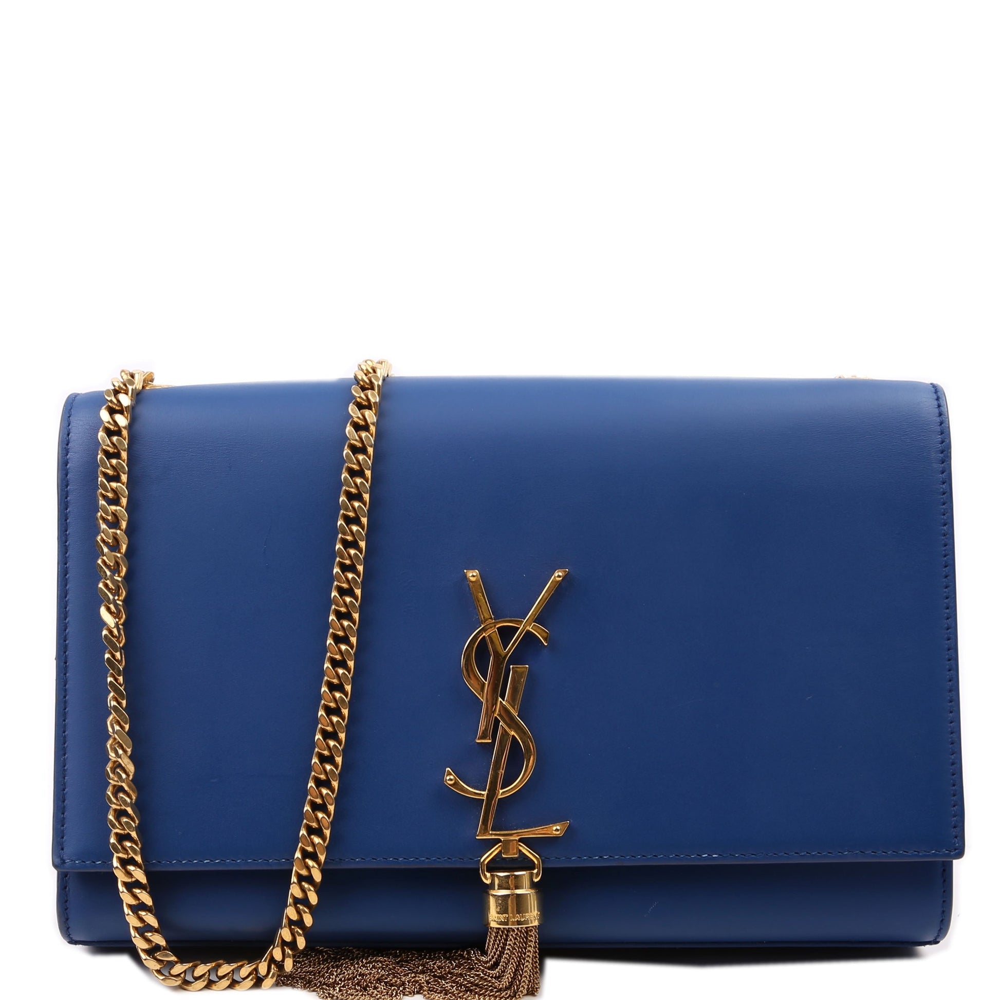 YSL Saint Laurent Kate Tassel Satchel Bag Blue Medium Travel Bag