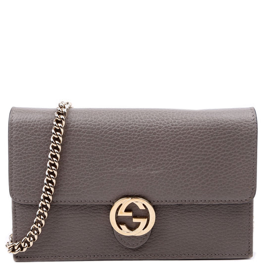Gucci Interlocking G Grey Chain Wallet Case Grey 1