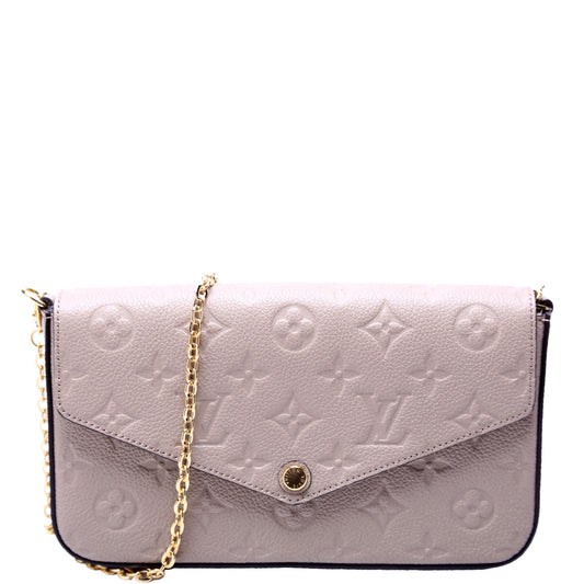 Louis Vuitton Pochette Felicie Turtle Dove Empreinte Clutch Bag