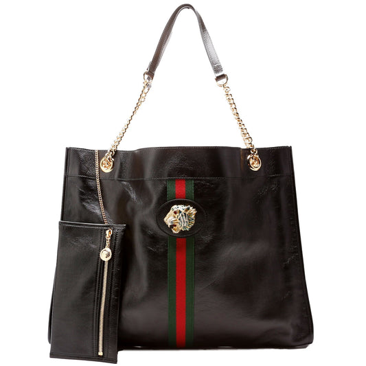 Gucci Rajah Leather Black Tote Bag