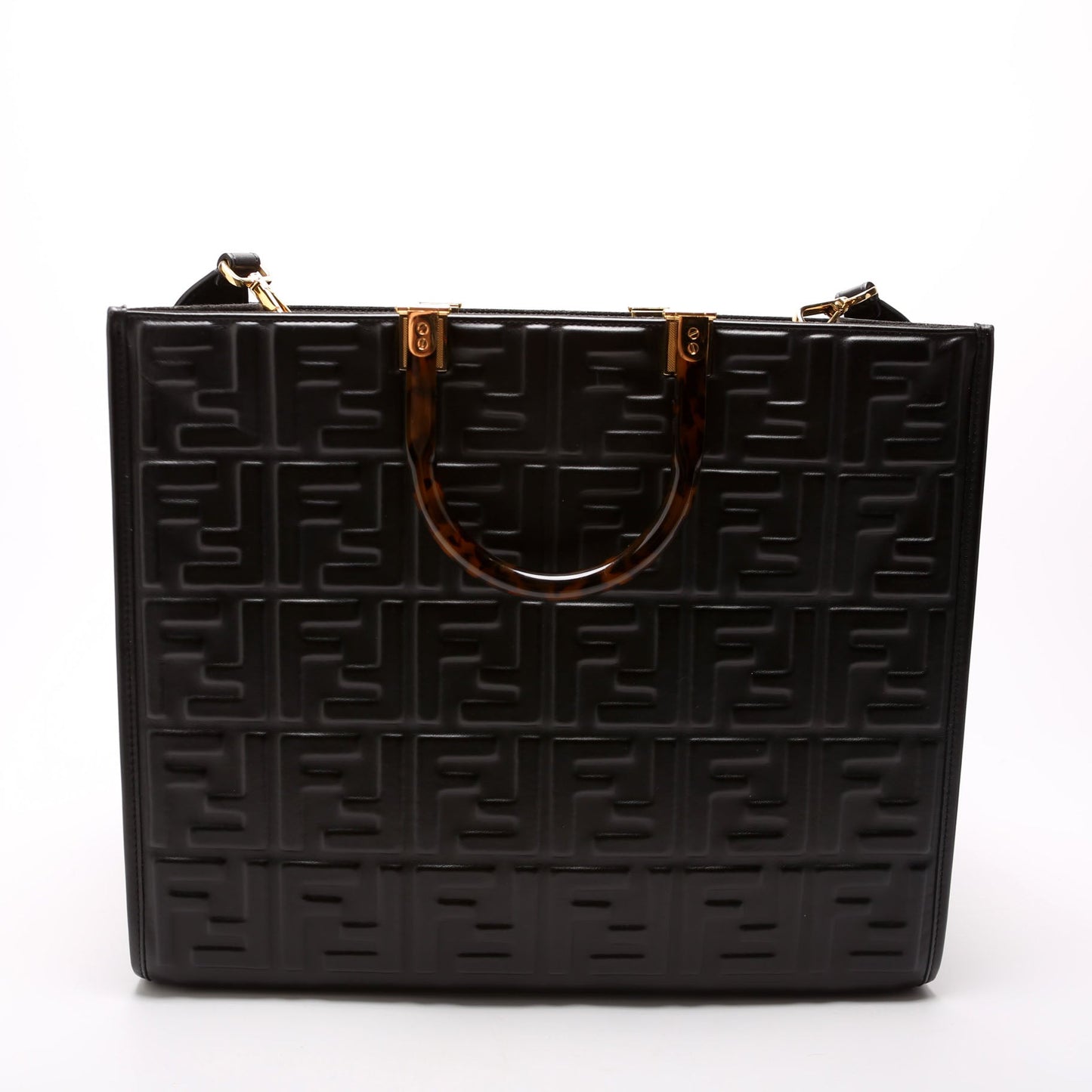 Fendi 8Bh386 Sunshine Shopper Bag Leather Black Medium Travel Bag