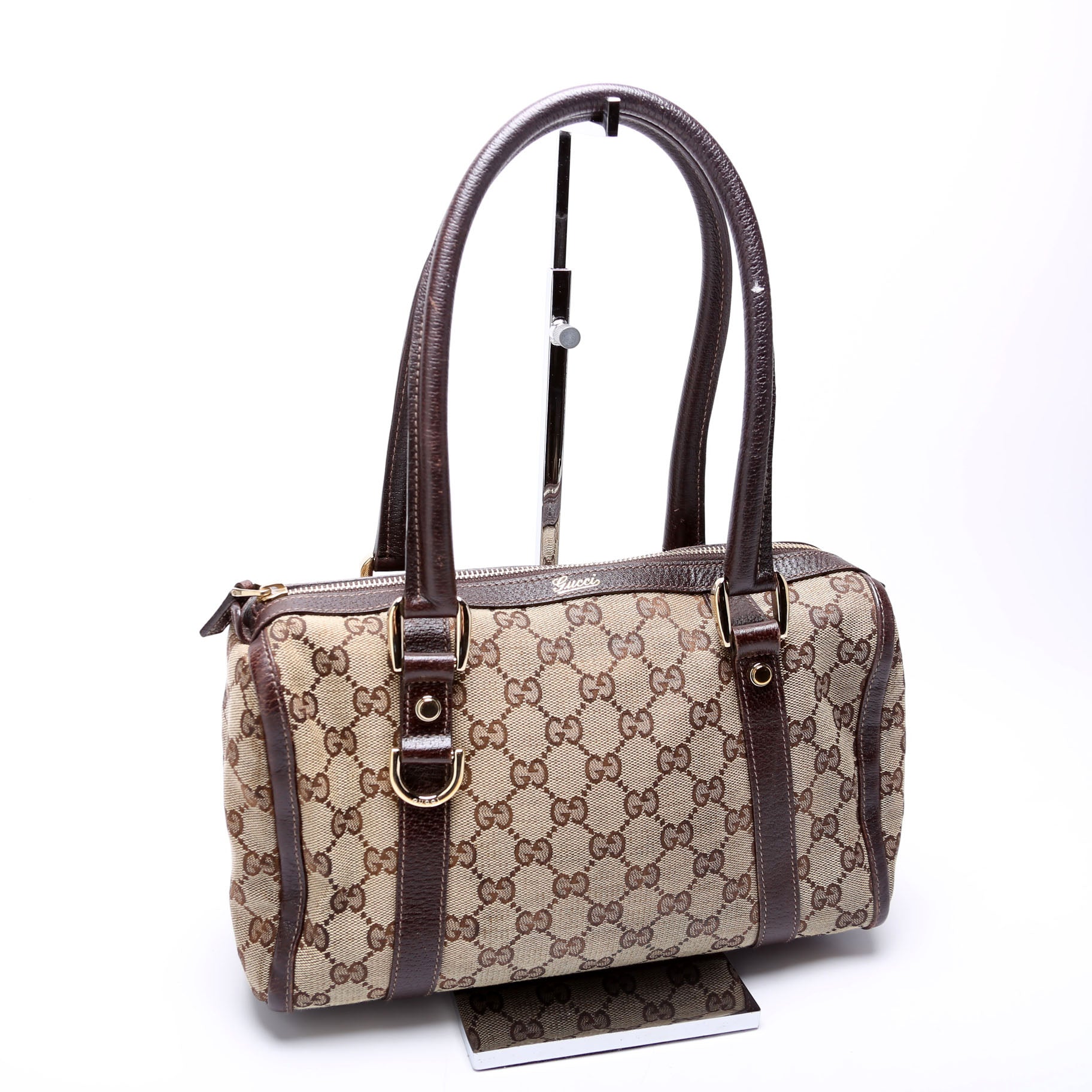 Gucci GG Abbey Boston Canvas Brown Small Travel Bag Brown 1