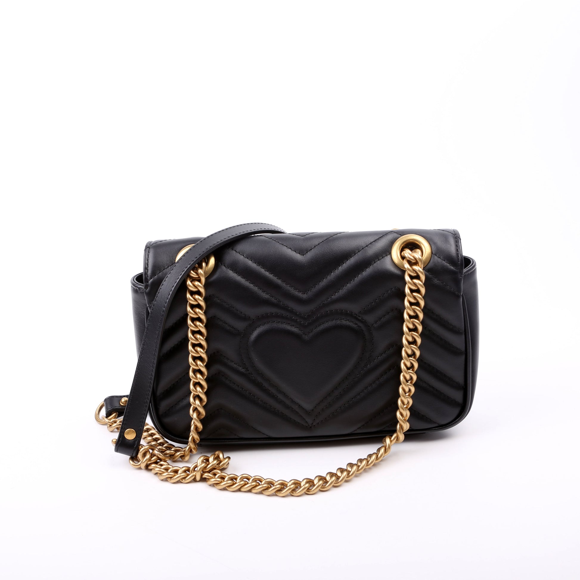 Gucci Marmont Leather Black Mini Flap Shoulder Bag Black 5