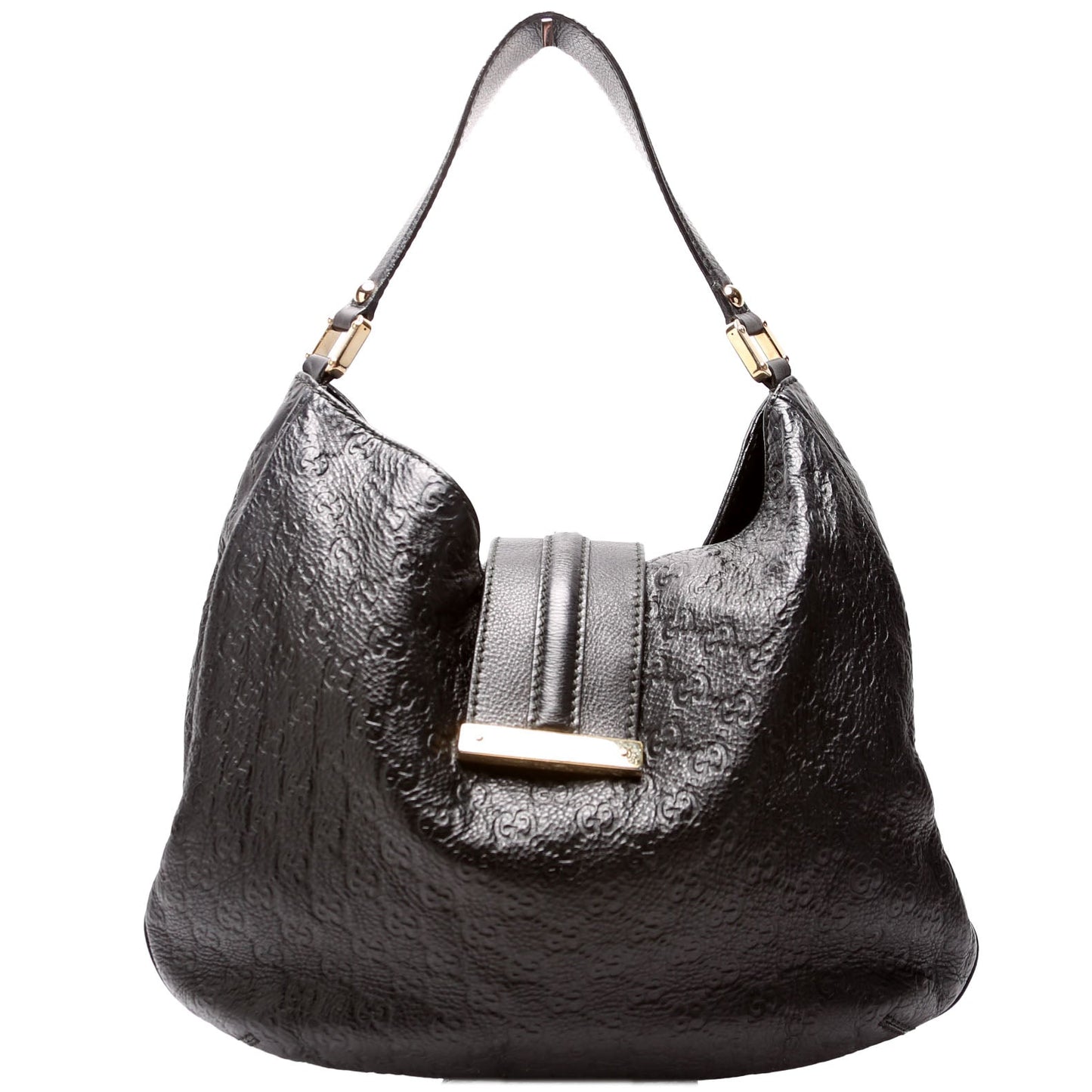 Gucci GG Leather Black Large Shoulder Bag