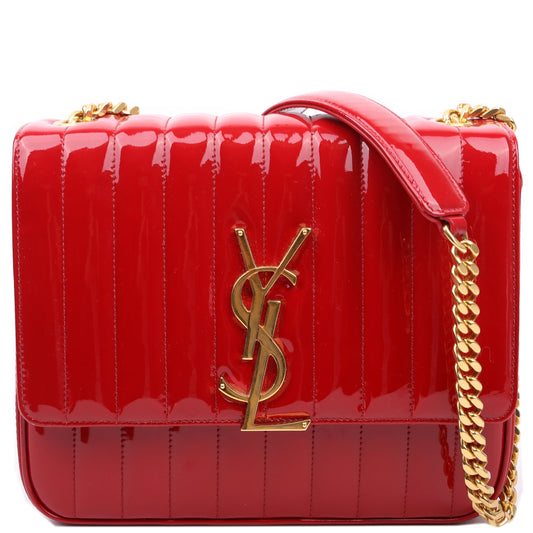 YSL Saint Laurent Saint Laurent Vicky Patent Bag Red Large Travel Bag