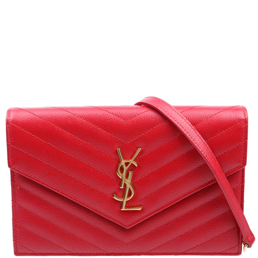 YSL Saint Laurent Saint Laurent Envelope Wallet Bag Red Chain Travel Bag