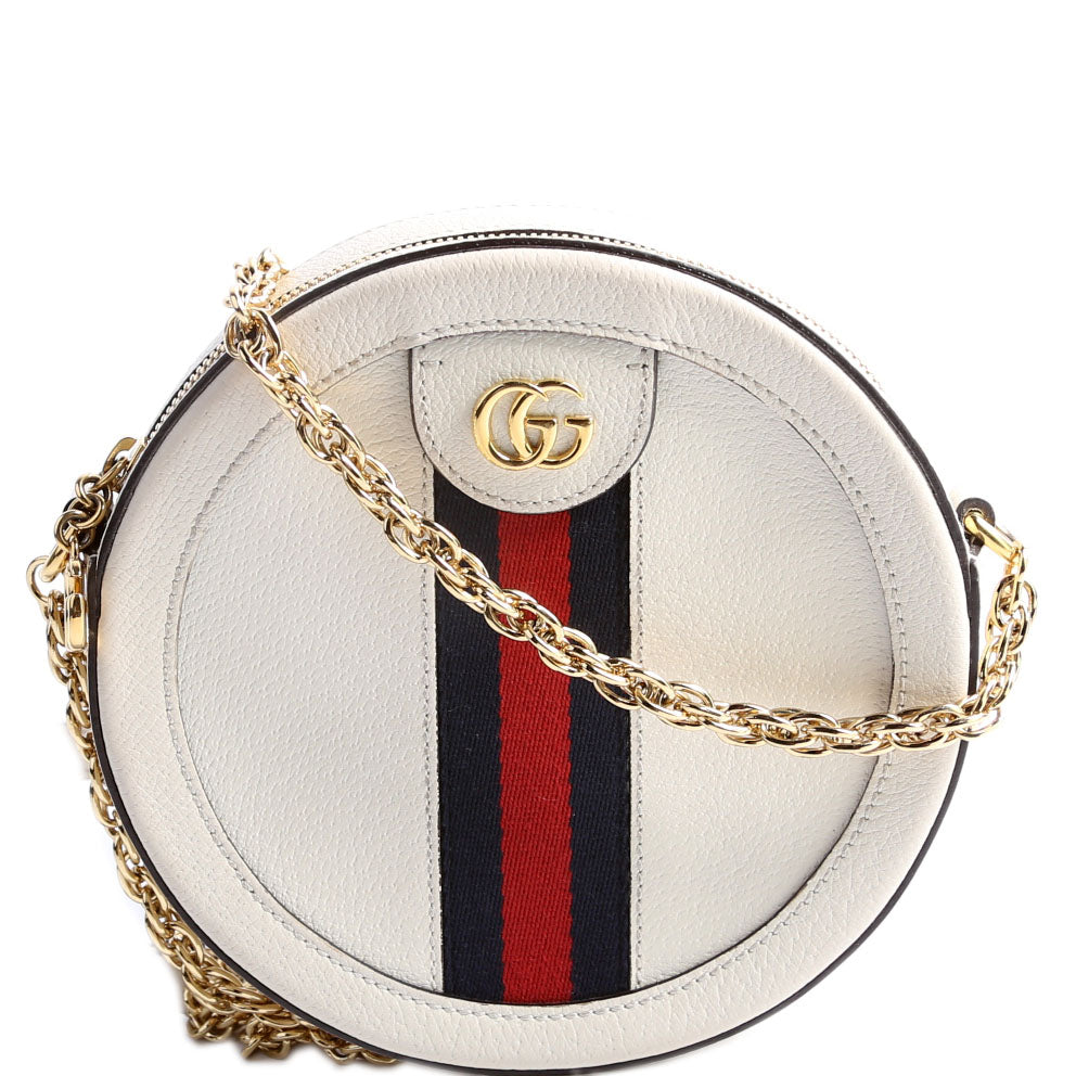 Gucci Ophidia Round Leather White Small Crossbody Bag