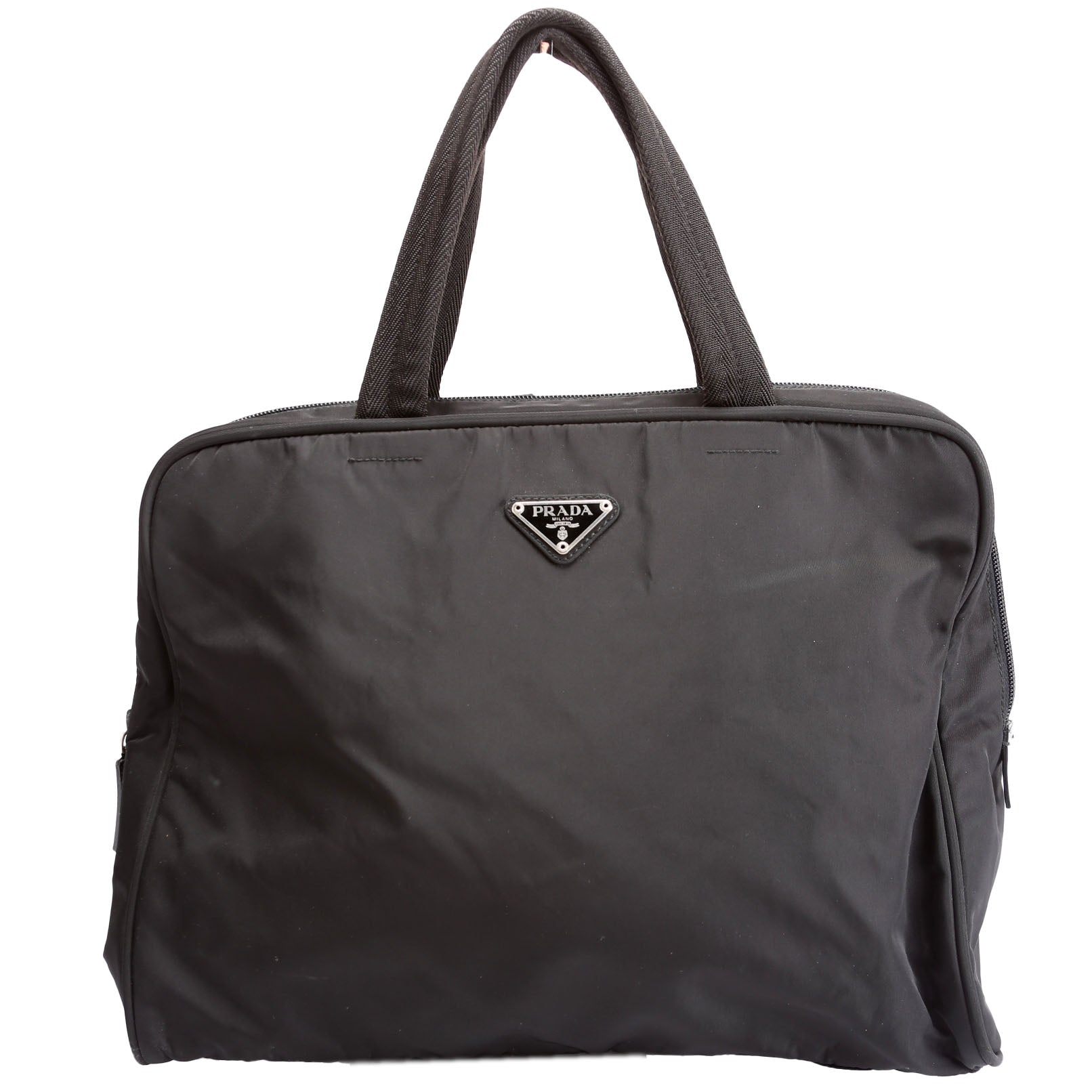 Prada Top Handle Bag Nylon Black Travel Bag