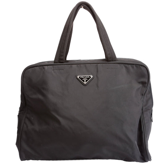 Prada Top Handle Bag Nylon Black Travel Bag