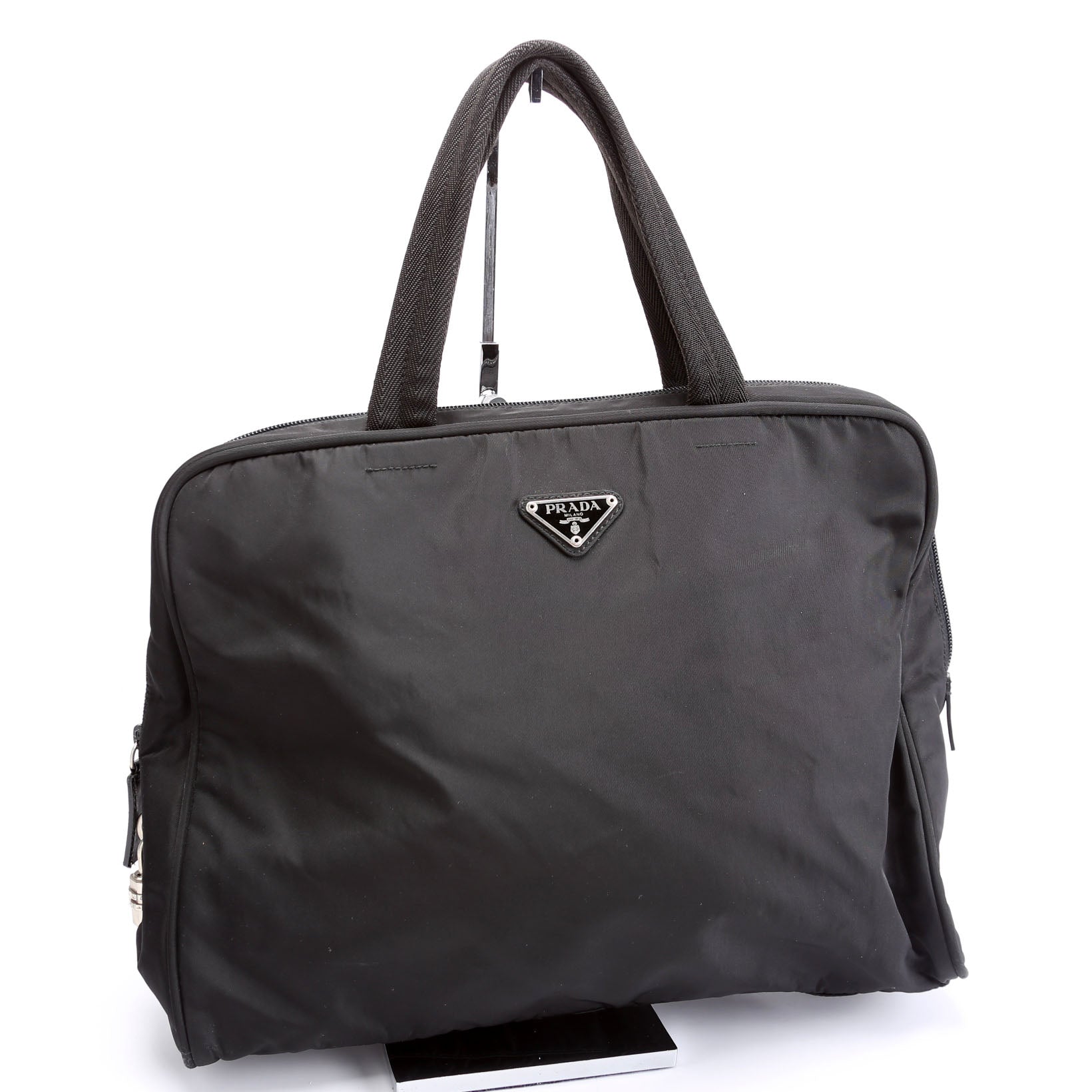 Prada Top Handle Bag Nylon Black Travel Bag