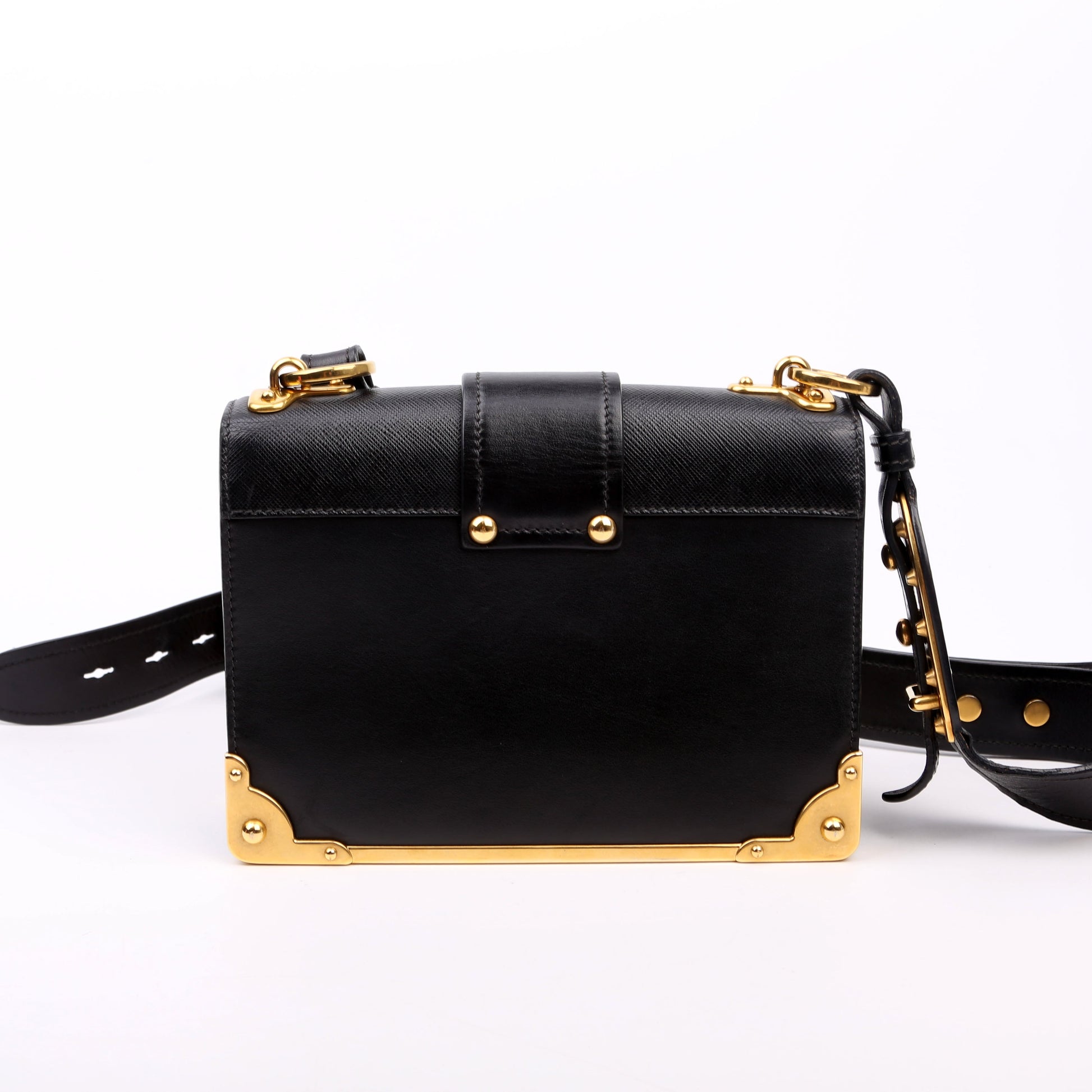 Prada Cahier Calfskin Bag Black Small Travel Bag