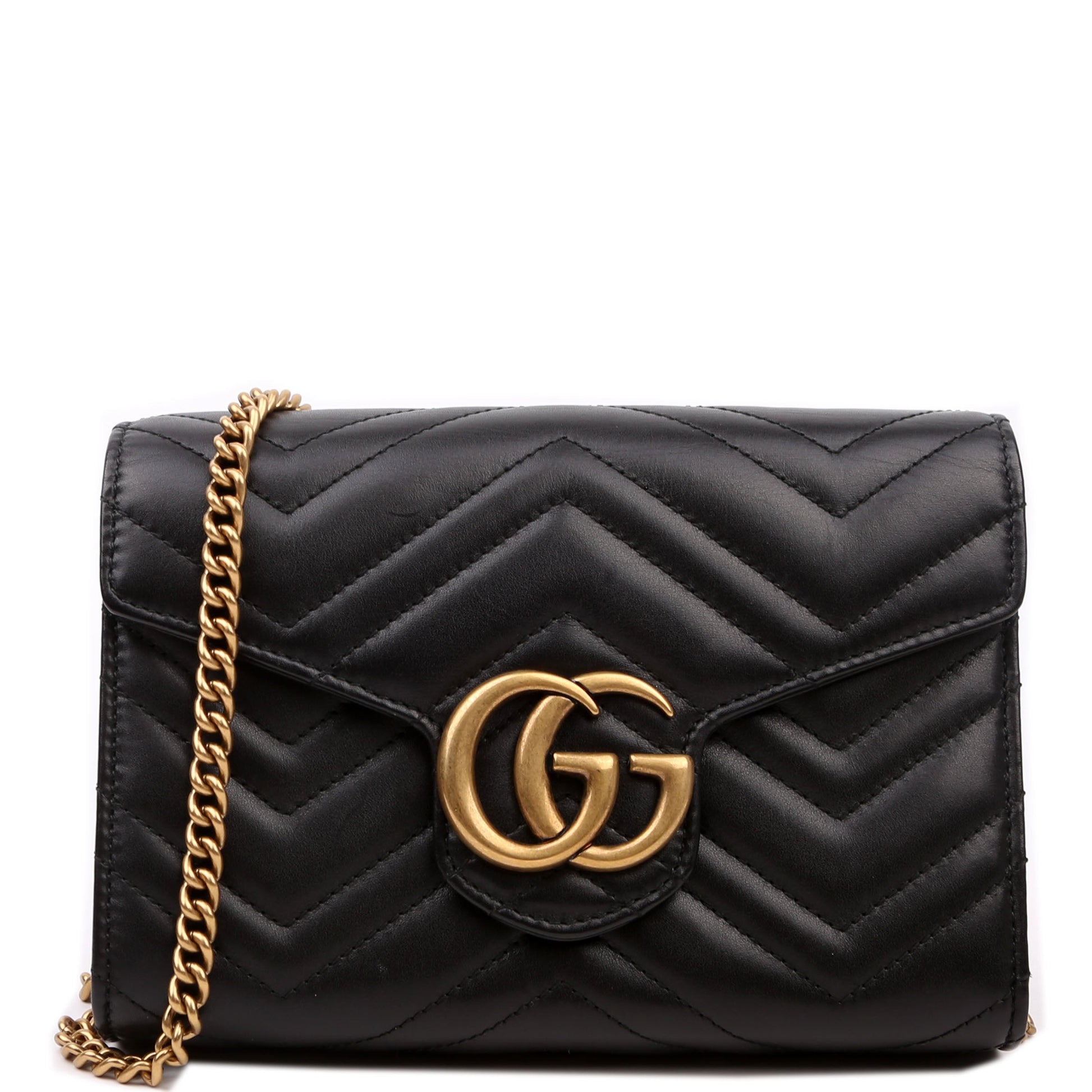 Gucci Marmont Black Chain Wallet Case Black 4