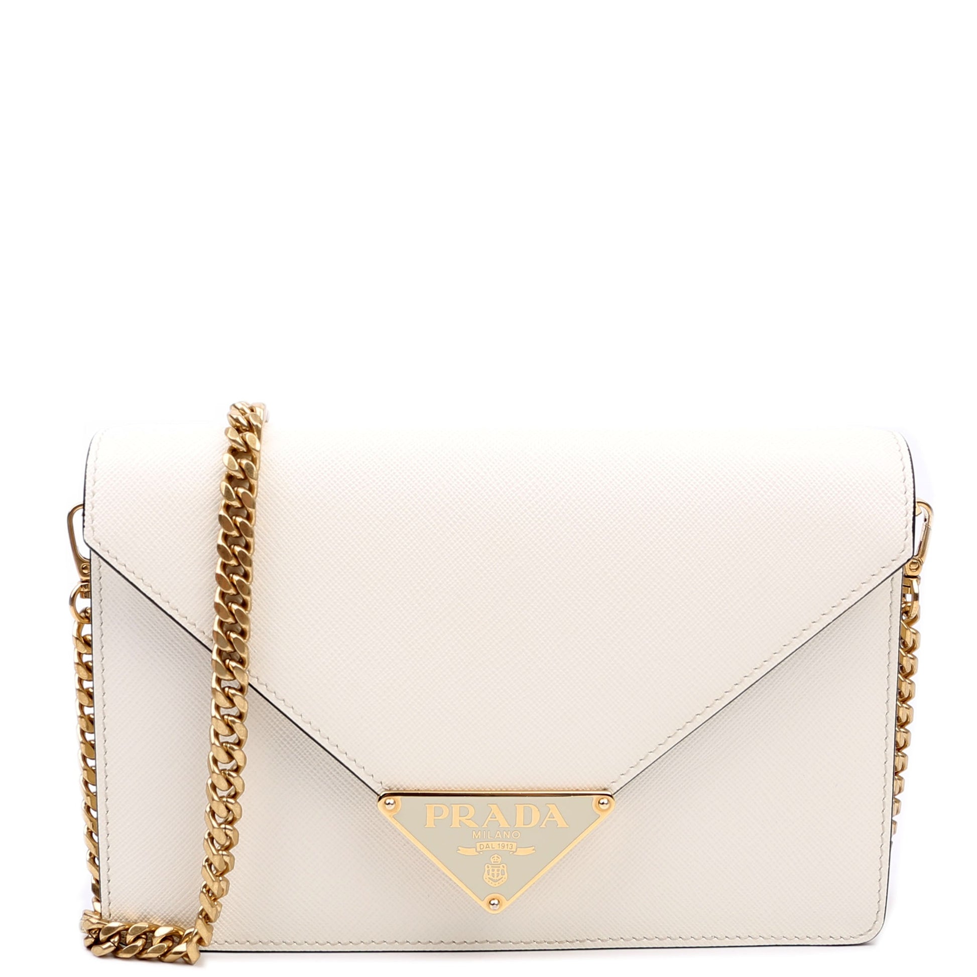 Prada Triangle Envelope Saffiano Bag White Travel Bag