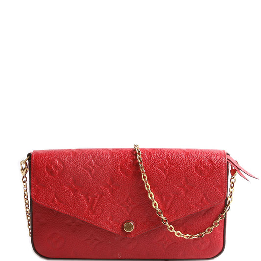 Louis Vuitton Pochette Felicie Empreinte Red Gold Clutch Bag