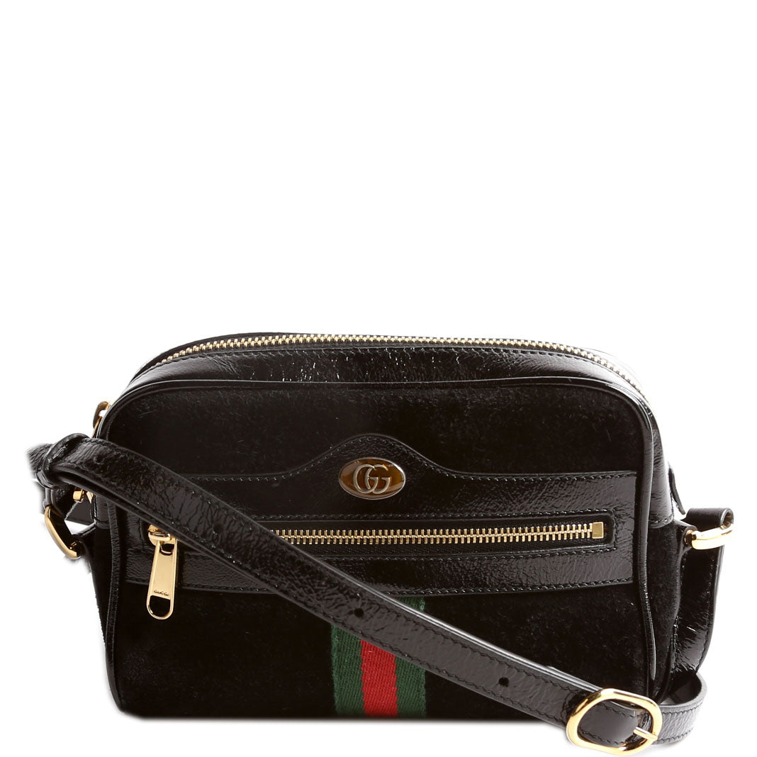 Gucci GG Super Ophidia Suede Black Mini Travel Bag