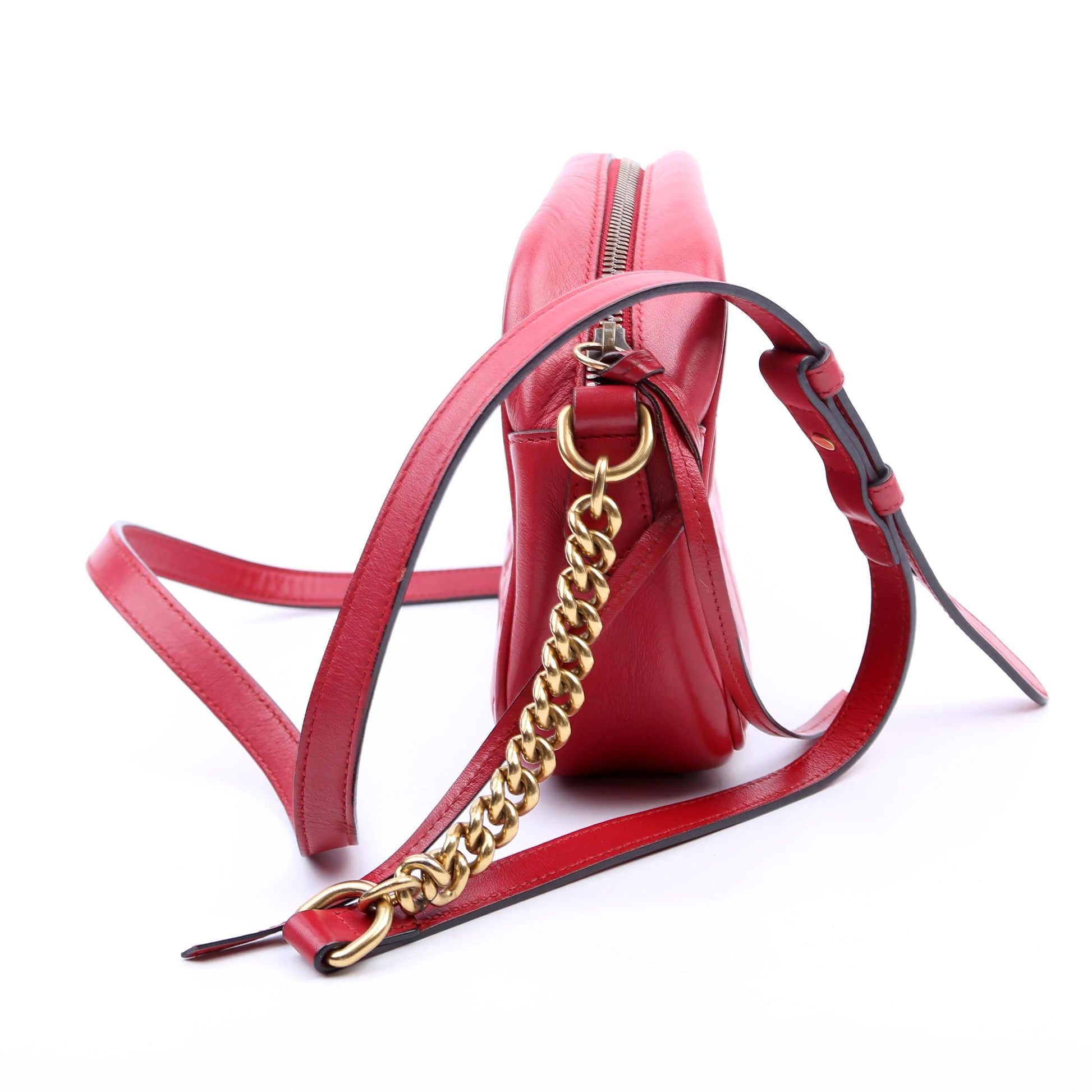Gucci Marmont Camera Leather Red Small Travel Bag Camera Red