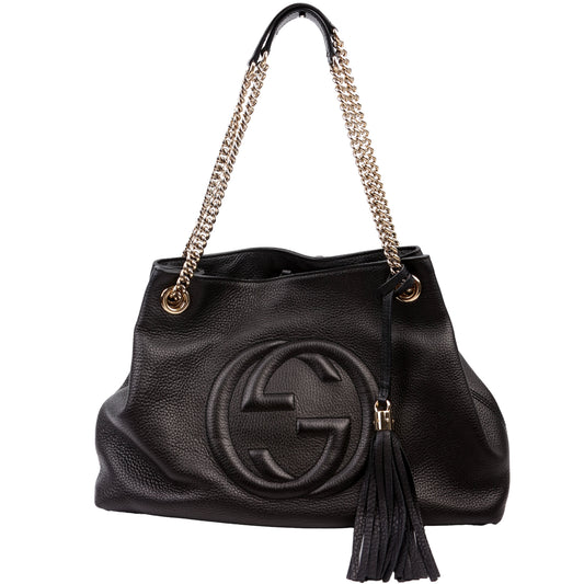 Gucci Soho Leather Black Medium Shoulder Bag Black 1